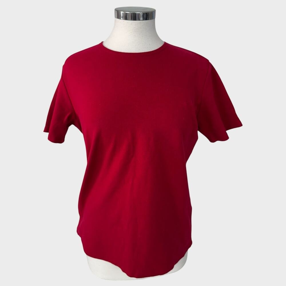 Talbots Medium Red Short Sleeve Crewneck TShirt Cotton Spandex